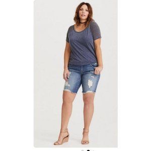 Torrid Boyfriend Bermuda Vintage Stretch Mid-Rise Shorts